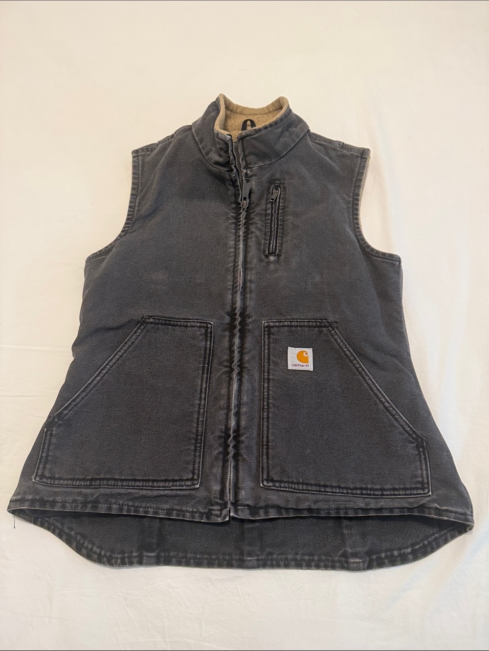 Carhartt Vintage Denim Washed Black Insulated Work Vest, XS